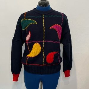 Vintage Lana knitted blue pull over sweater